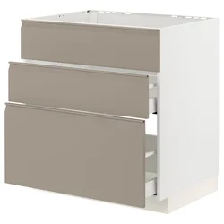 METOD / MAXIMERA Pod.element sudop. i 3front/2fioke, bela/Upplöv tamnobež, mat, 80x60 cm