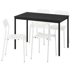 SANDSBERG Sto i 4 stolice, crna crna/bela, 110x67 cm