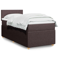 vidaXL Box spring postelja z vzmetnico temno rjava 90x200 cm blago