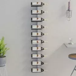 Zidni stalak za vino za 10 boca bijeli metalni