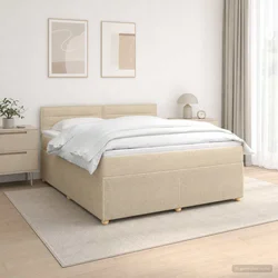 vidaXL Postelja boxspring z vzmetnico Krem 140 x 200 cm Blago