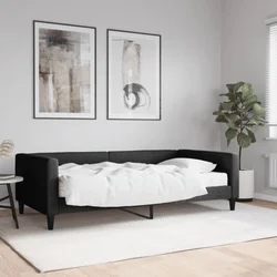 Dnevni krevet s madracem crni 100 x 200 cm od tkanine