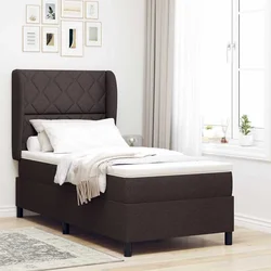 vidaXL vidaXL Postelja na dnu s časom Temno rjava 90x190 cm Tkanina, (22052177)