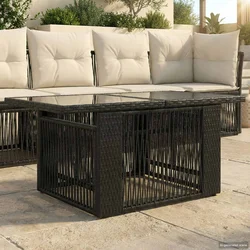 Stol za vrt Crna 100 x 55 x 37 cm PE Rattan i Staklo