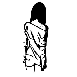 Wallity Zidna dekoracija Woman With Loose Dress, 120x29cm, Crna