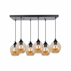 Aspa Viseća Lampa Black 6X40W E27 Brown Lampshade