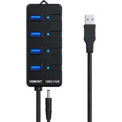 VEMONT USB 3.0 hub z napajalnikom