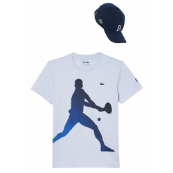 Muška majica Lacoste Tennis X Novak Djokovic T-Shirt & Cap Set - light blue