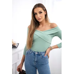 V-neck blouse dark mint