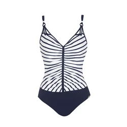 SUNFLAIR Enodelne kopalke temno modra/bela