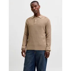 JACK & JONES Pulover JJPANNEL svetlo rjava