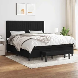 Vidaxl Box spring postelja z vzmetnico črna 160x200 cm blago