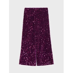 Sinsay - Somotske wide leg pantalone sa šljokicama - fuksija
