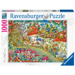 RAVENSBURGER Puzzle Simpatične gobje hišice na cvetličnem travniku 1000 kosov