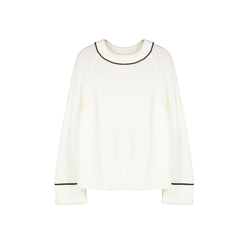 Trendyol Ecru Wide Fit Piping Detailed Knitwear Sweater