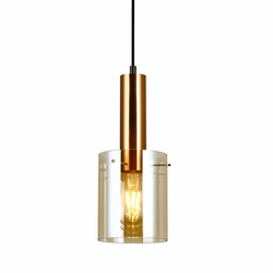ITALUX PND-5581-1-BRO+AMB - Luster na sajli SARDO 1xE27/40W/230V crna/mesing