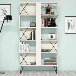 Hanah Home Polica 90x167,3x22cm Krem