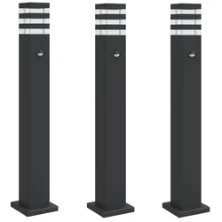 Vanjske podne svjetiljke s senzorima 3kom crne 80cm aluminijske