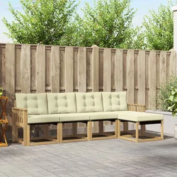 Set vanjskih sofa s jastukom 5 pcs Bijela i krem