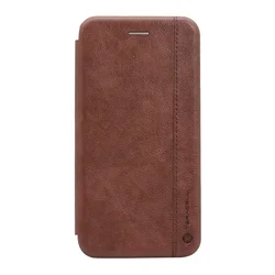 Maska na preklop Teracell Leather za iPhone XS Max tamno braon