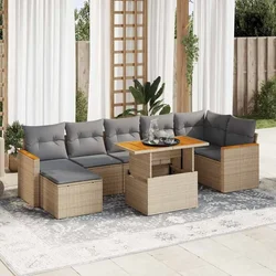 8-dijelni set vrtnih sofa od poliratana s jastucima bež bagrem