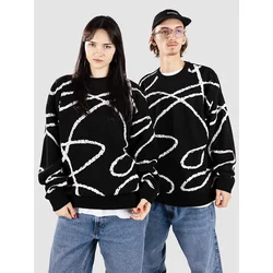 Poetic Collective Doodle Jacquard Knit Crewneck Pullover black