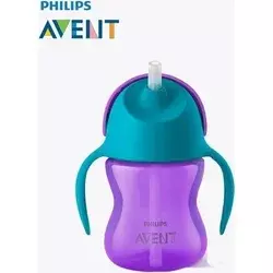 PHILIPS AVENT Magična šolja sa slamkom 1912 200 ml ljubičasto-tirkizna