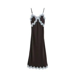 VERO MODA Obleka VMJULIE svetlo modra / temno rjava