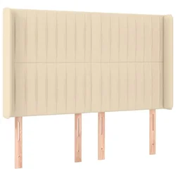 Vidaxl Vzglavje z ušesi krem 147x16x118/128 cm blago