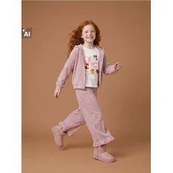 Sinsay - Rebraste wide leg pantalone sa karnerima - prljavo roze
