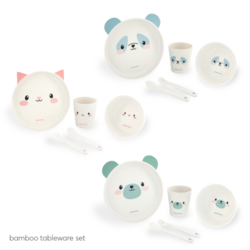 KikkaBoo Set posuđa od bambusa Cat Pink (KKB40073)