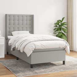 vidaXL Box spring postelja z vzmetnico svetlo siva 80x200 cm blago