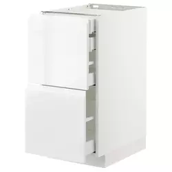 METOD / MAXIMERA Pod.orm.2front/2dnj/1srd/1vis.fiok, bela/Voxtorp v. sjaj bela, 40x60 cm