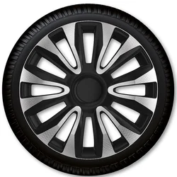 Avalon Carbon Silver Black Hubcap Set - 16