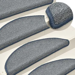 Prostirke za stepenice 15 kom 65x24x4 cm svijetlo sive i plave poluokrugle velike