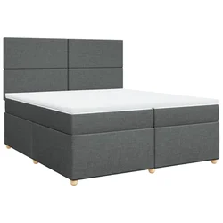 Vidaxl Box spring postelja z vzmetnico temno siva 200x200 cm blago