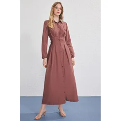 Trendyol Modest Ženska haljina Tctss25Eb00141, Smeđa