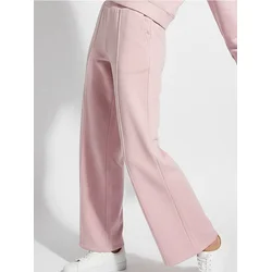 Sinsay - Wide-leg pantalone sa prošivima i viskozom - pastelno roze