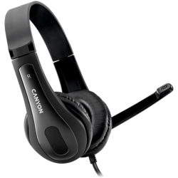 CANYON PC headset HSC-1 PC Mic Flat 2m Black