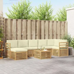 Set vanjskih sofa 8 pcs Bijela i krem 59 x 59 x 37 cm Poliester