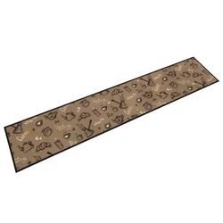 Vidaxl Kuhinjska preproga pralna dobro jutro rjava 60x300 cm žamet