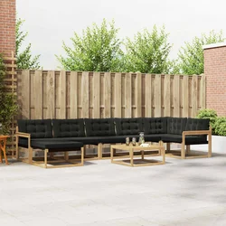 Set vanjskih sofa 8 pcs Bijela i crna Čvrsto drvo akacije