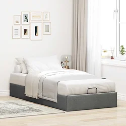 Vidaxl Otomanski posteljni okvir brez vzmetnice siv 100x200 cm blago