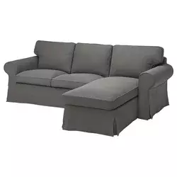 EKTORP Sofa trosed s lenjivcem, Hakebo tamnosiva