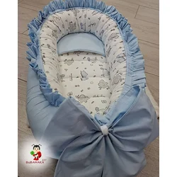 Bubamara037 Gnezdo za bebe sa karnerom Slonici, Svetloplavo