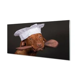 tulup.si Steklena slika Pes kuhar 120x60 cm 2 obešalnika