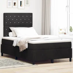 vidaXL LED Box Spring Postelja z vzmetnico Črna 120 x 190 cm Žamet