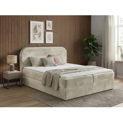Oblazinjena postelja boxspring FORENA 160x200 cm kremna Vzmetnica: Vzmetnica Bonell
