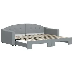 Vidaxl Izvlečna dnevna postelja svetlo siva 90x200 cm blago