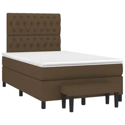 Vidaxl Box spring postelja z vzmetnico temno rjava 120x190 cm blago